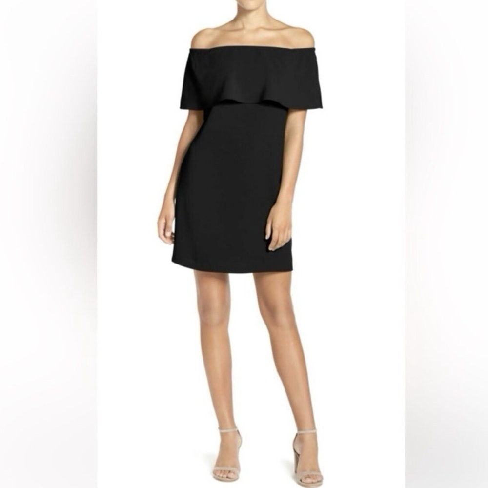 New Charles Henry Elegant Black Off-Shoulder Dress-Size Small